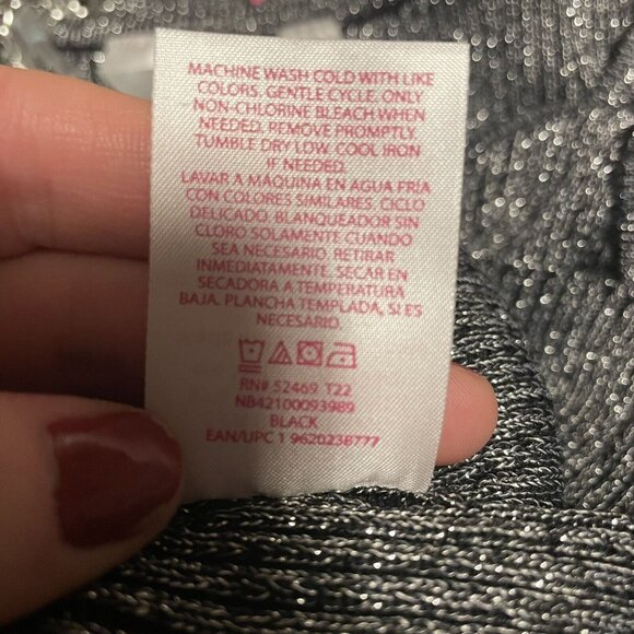 Chain Strap Tank Top Sweater Women Large 11-13 Black Silver Metallic Sleeveless - Picture 8 of 14